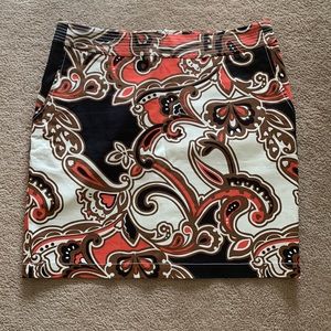 Bright Patterned Pencil Skirt with Pockets